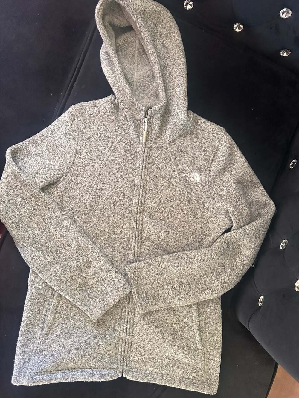 The North Face Women's Crescent Full Zip Hooded Fleece Jacket in Heather Gray